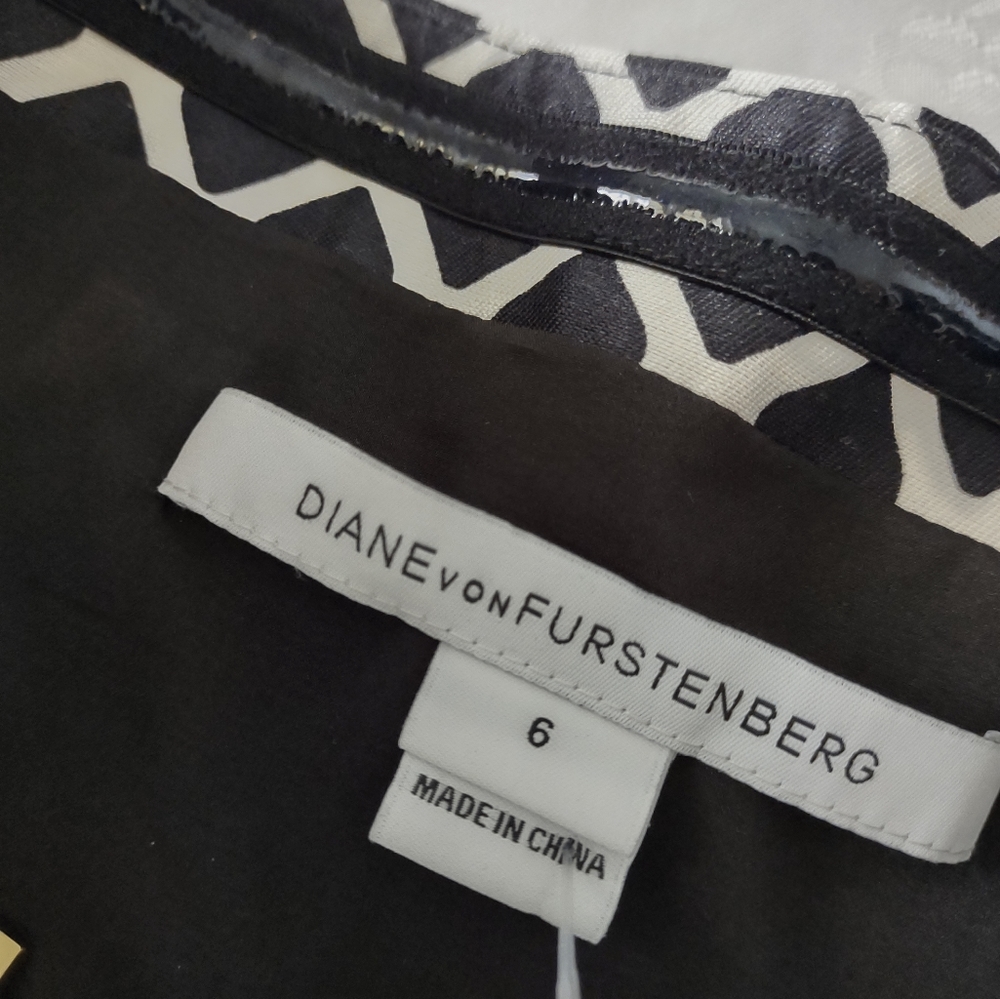 Diane Von Furstenberg runway dress corset goldtone buttons black white diamond - Picture 8 of 13